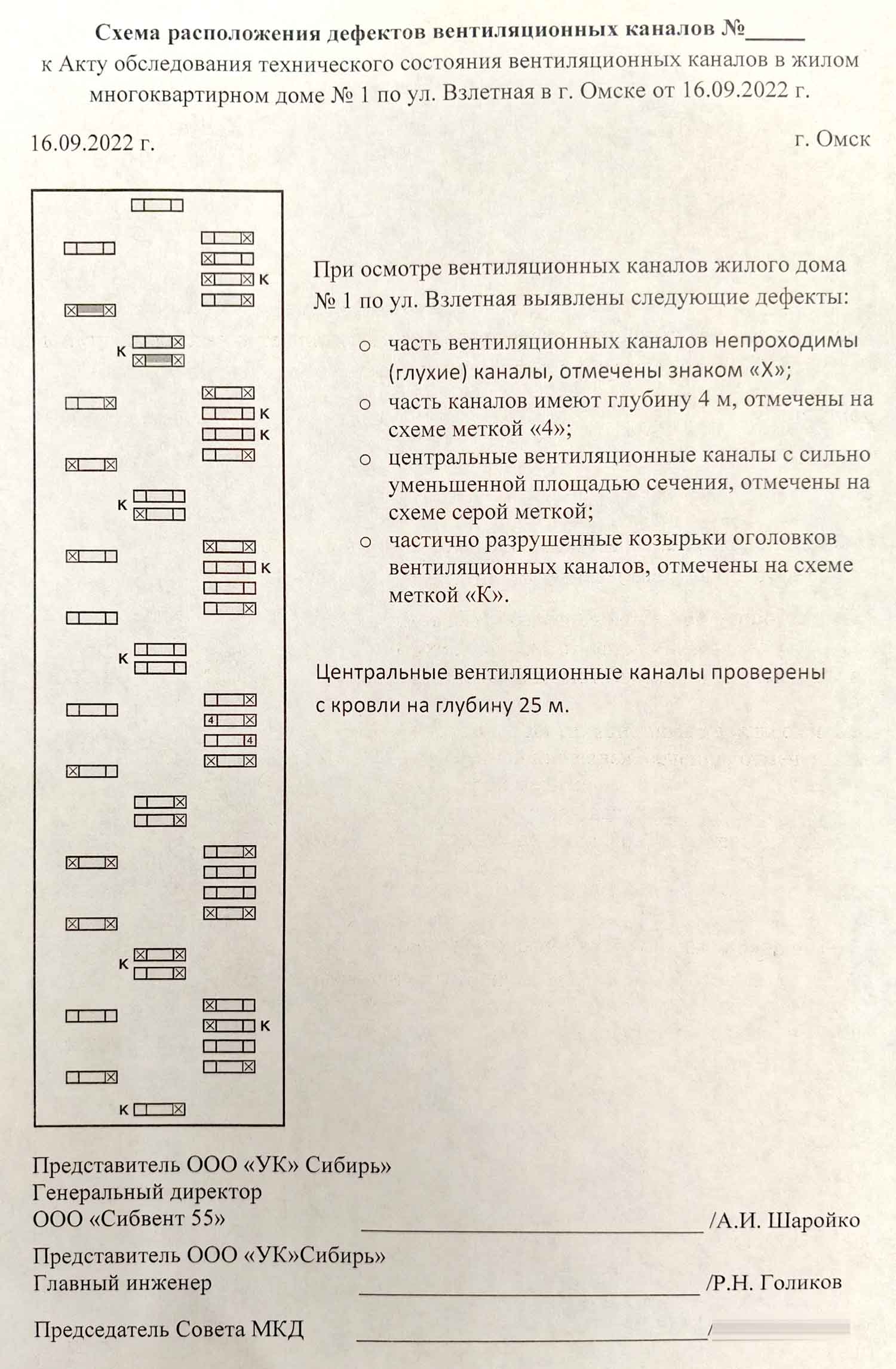 Акт от 16.09.2022 г. обследование вентиляционных каналов. Стр. 3.