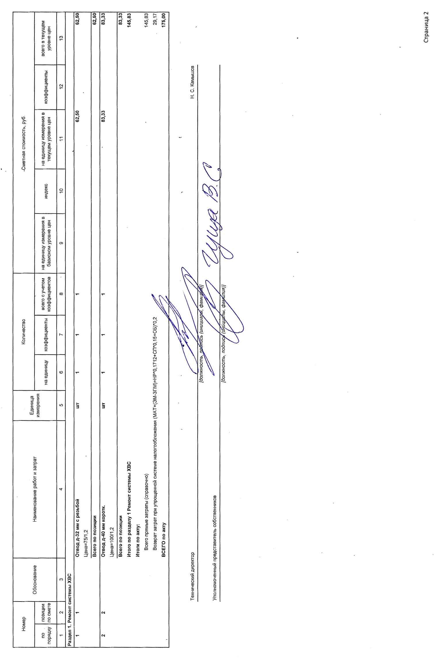 Акт приёмки услуг и работ ООО УК "Сибирь" в феврале 2025 г. Стр. 2.