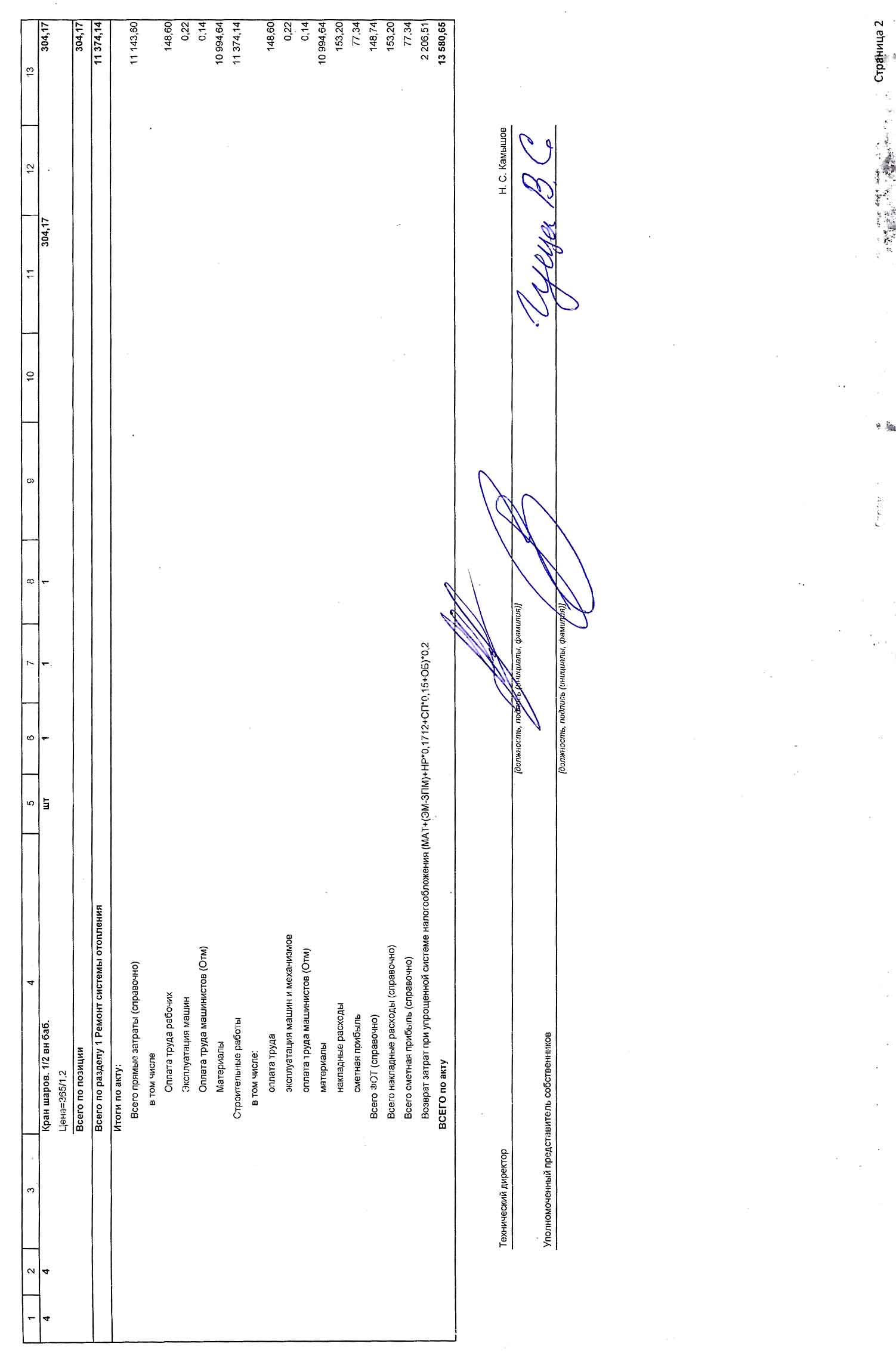Акт приёмки услуг и работ ООО УК "Сибирь" в июне 2025 г. Стр. 2.