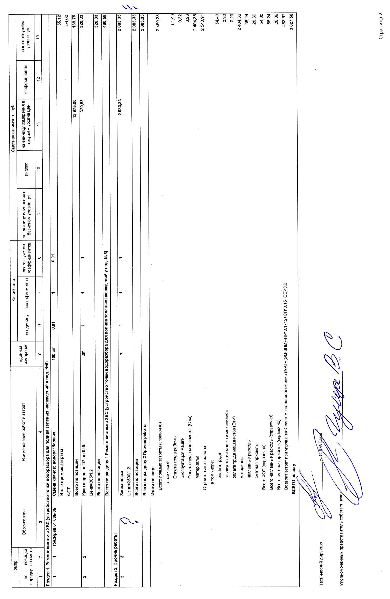 Акт приёмки услуг и работ ООО УК "Сибирь" в июле 2025 г. Стр. 2.